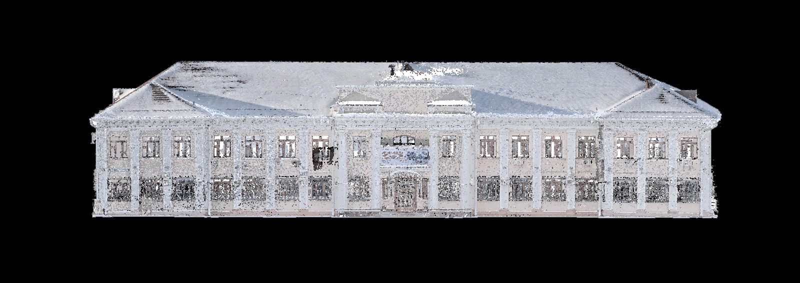 Сравнение реального фасада здания и его 3D-модели, созданной с помощью лазерного сканирования